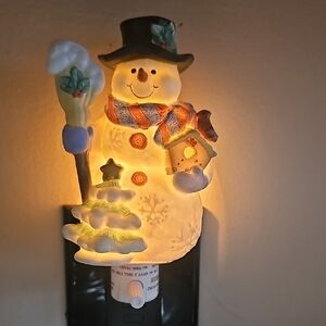 Festive Snowman Night Light with Scarf and Hat